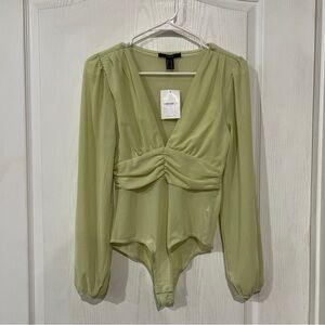NWT Forever 21 Light Green Sheer Bodysuit